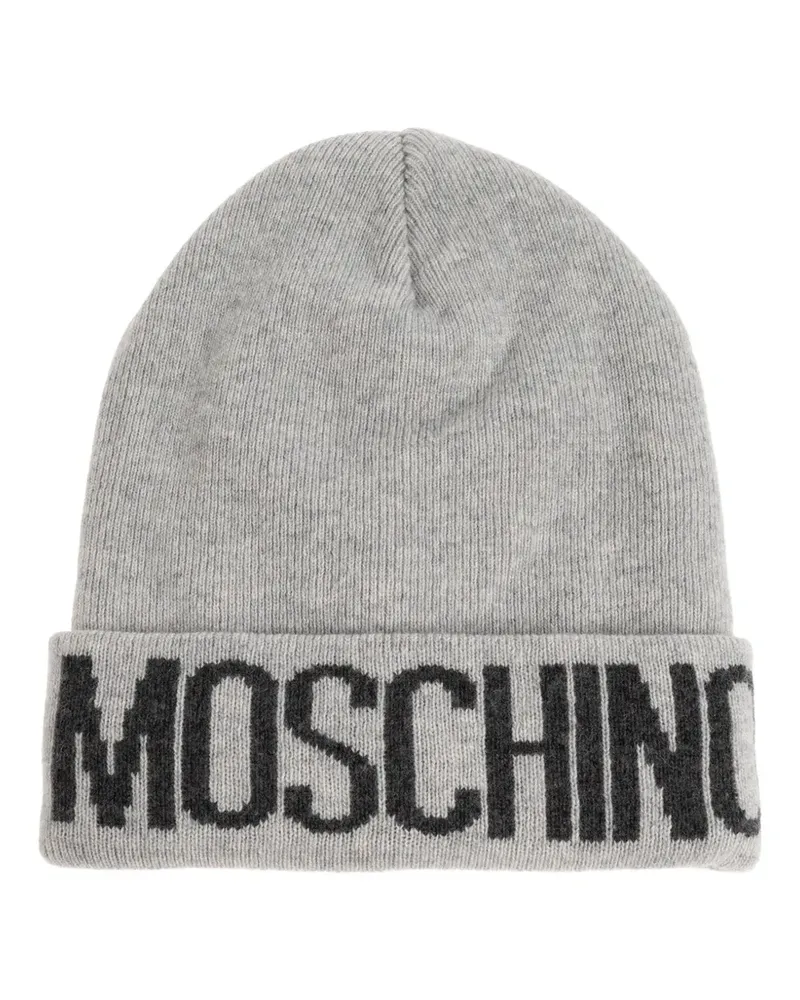Moschino Beanie mit Intarsien-Logo - Grau Grau