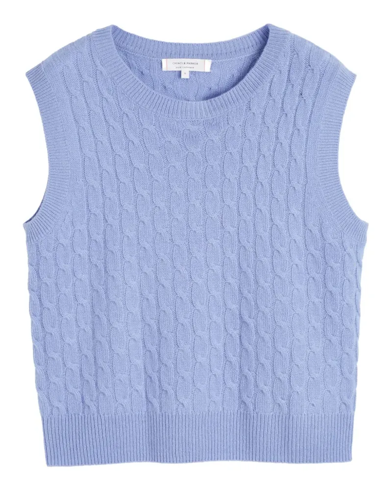 Chinti & Parker Kaschmiroberteil mit Zopfmuster - Blau Blau