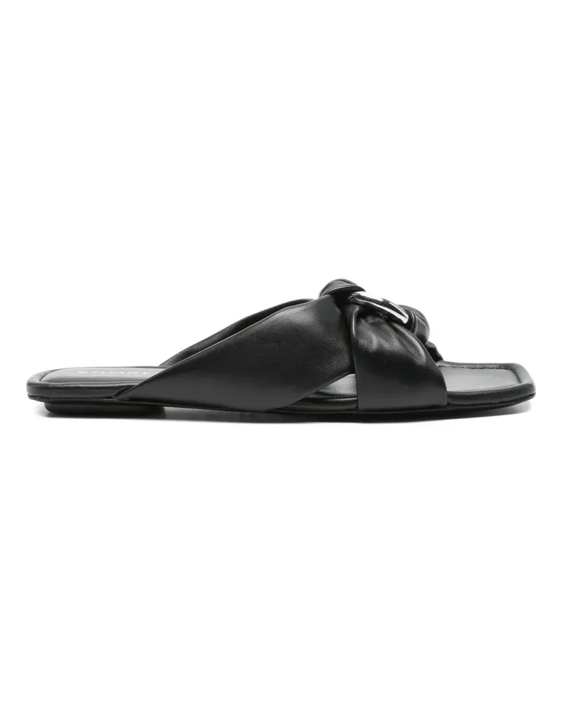 Stuart Weitzman ring-detail knotted slides - Schwarz Schwarz