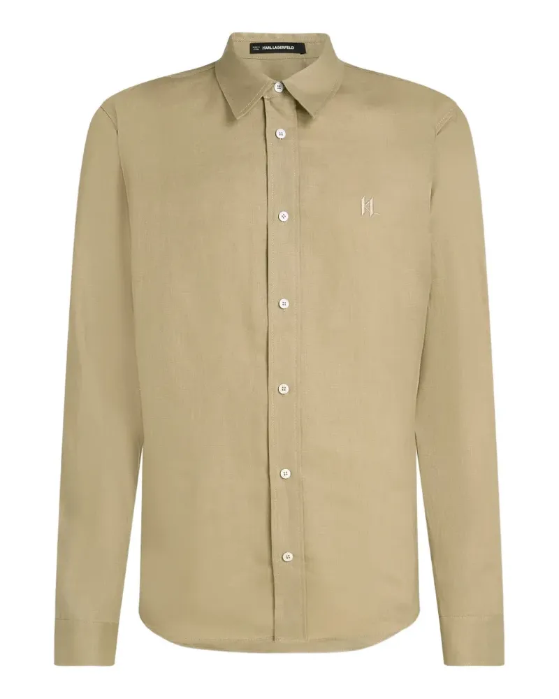 Karl Lagerfeld embroidered-logo shirt - Nude Nude