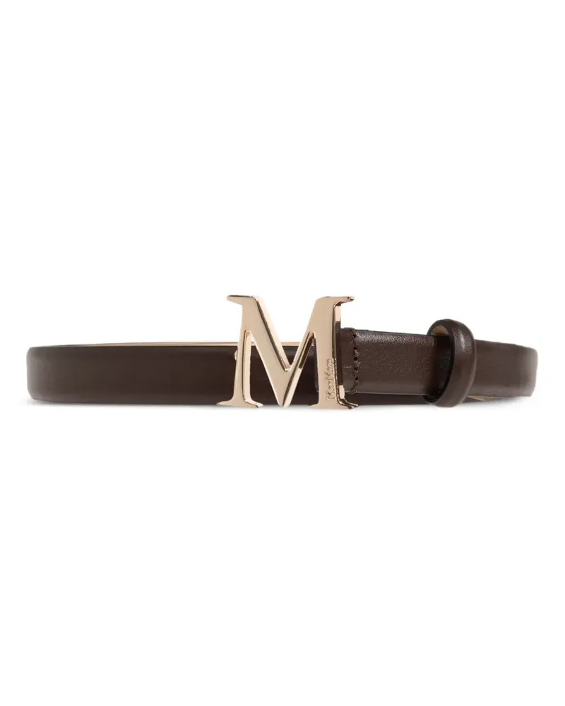 Max Mara Ledergürtel mit Logo-Schild - Braun Braun