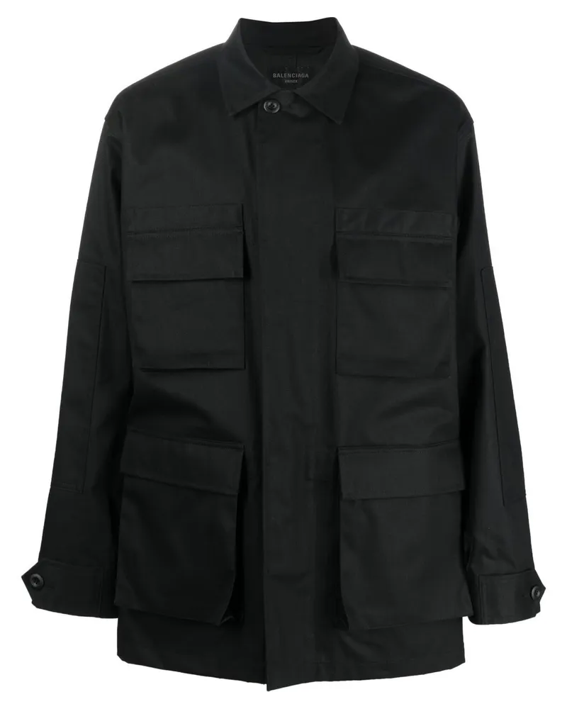 Balenciaga Hemdjacke mit aufgesetzten Taschen - Schwarz Schwarz