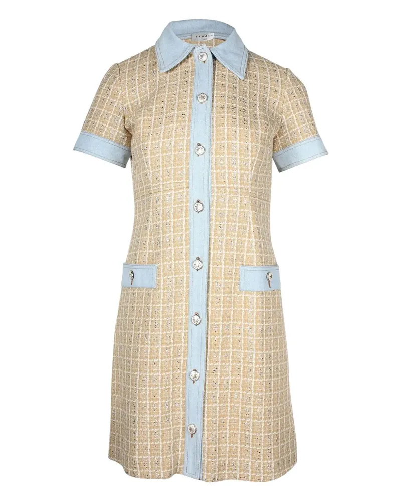 Sandro Mella metallic-checked tweed mini dress - Nude Nude