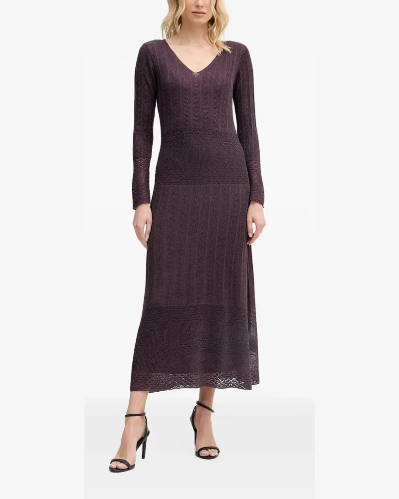 Hoss Intropia Ada pointelle-knit V-neck midi dress - Violett Violett
