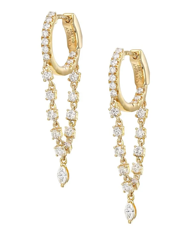 ANITA KO 18kt Gelbgoldcreolen mit Diamanten Gold