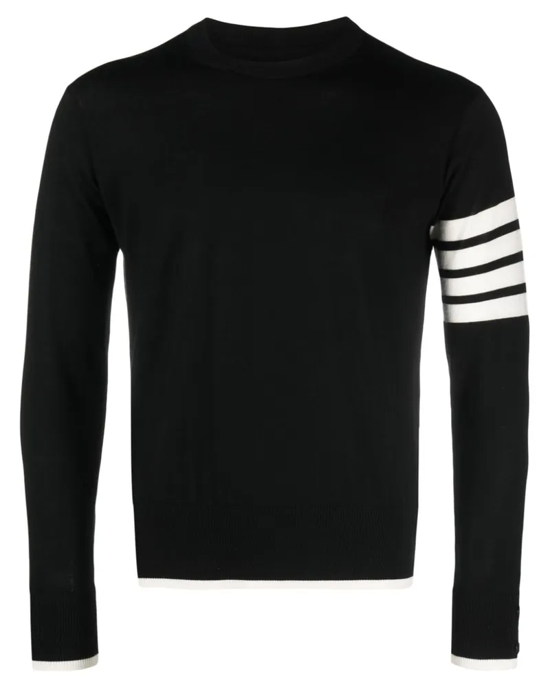 Thom Browne Schurwollpullover mit Streifen-Logo - Schwarz Schwarz