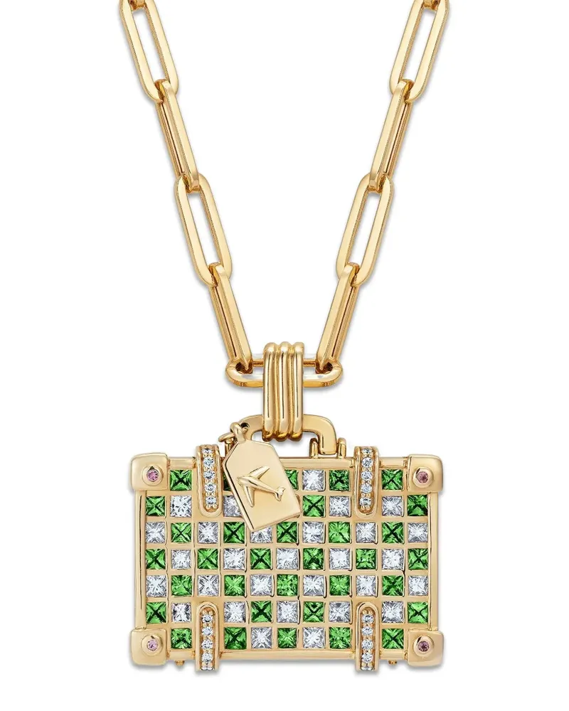 NeverNoT Jet, Set, Go Suitcase Halskette mit Schmucksteinen - Gold Gold