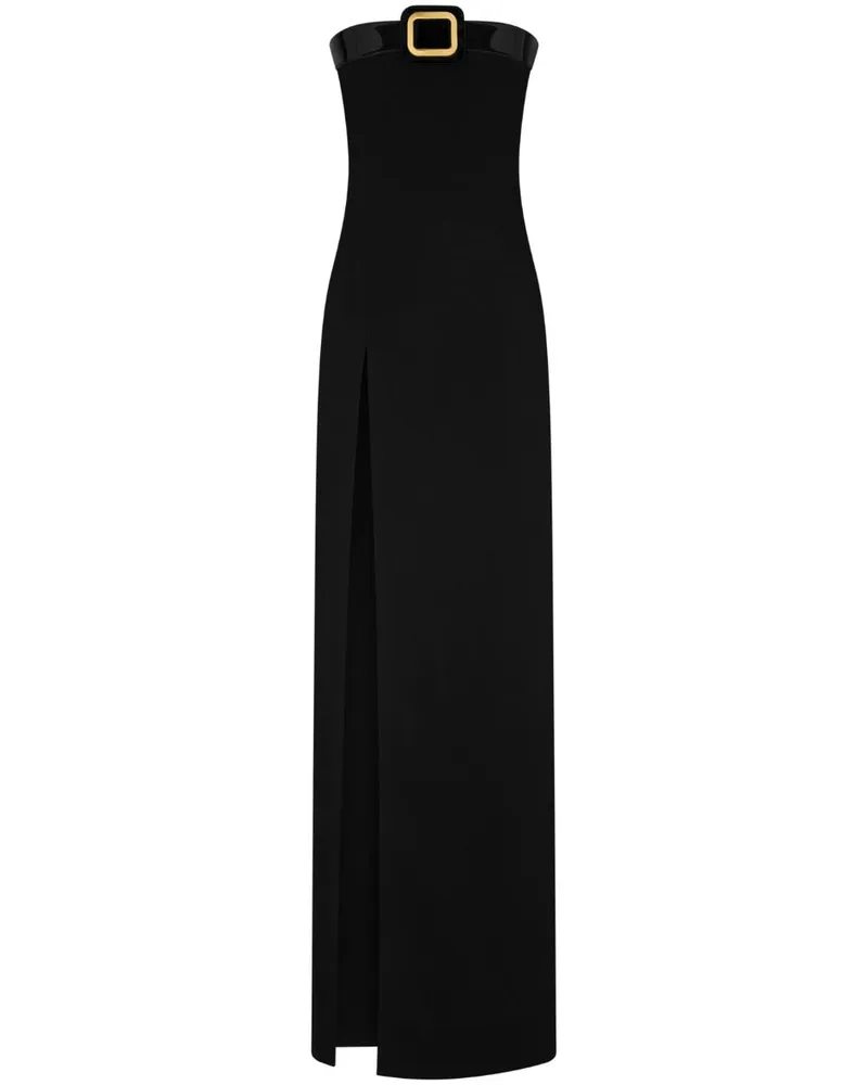 Tom Ford Schulterfreies Maxikleid mit Lederborte - Schwarz Schwarz