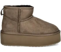 Wildlederstiefel mit Plateau - Braun