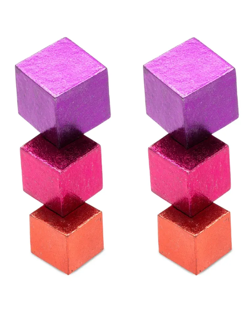 Monies Ignis geometric-design clip-on earrings - Violett Violett