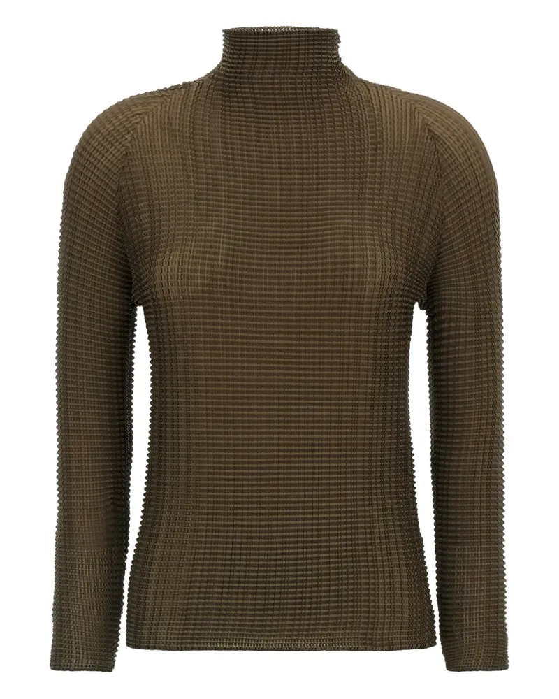 Issey Miyake pleated high-neck blouse - Grün Grün