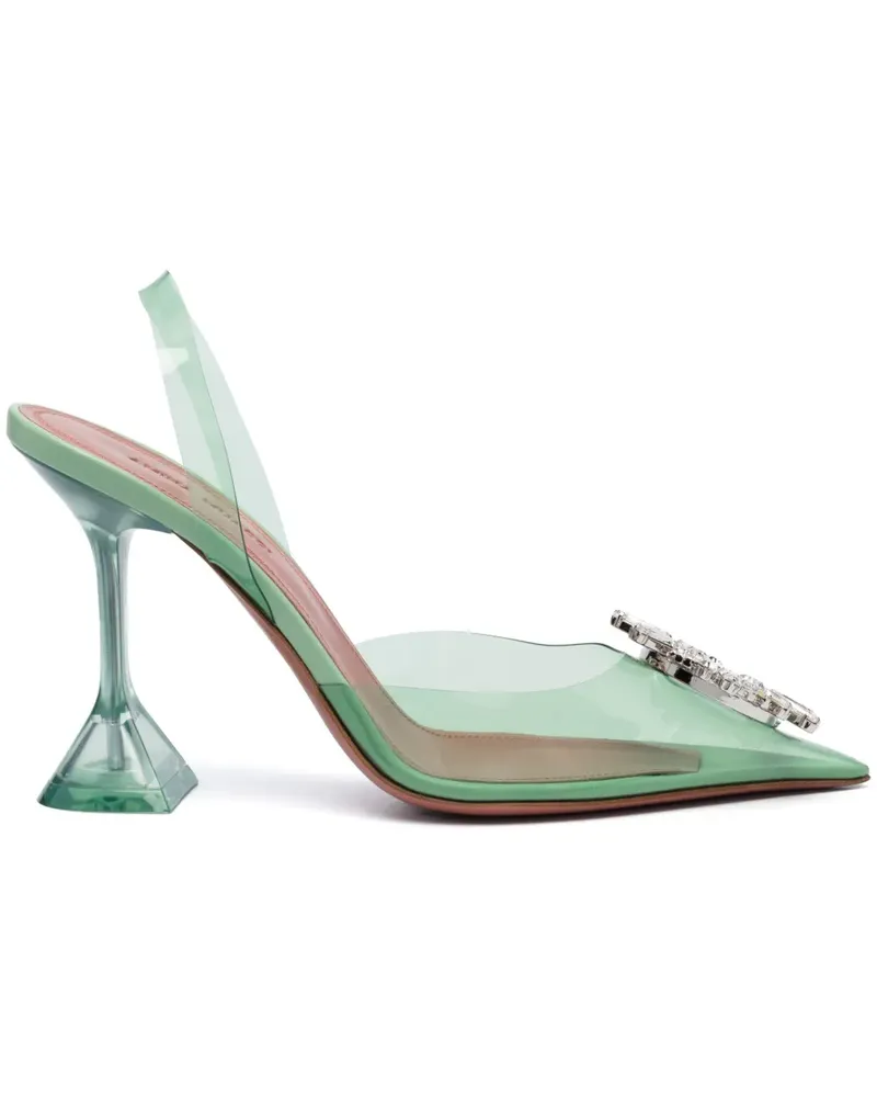 Amina Muaddi Slingback-Pumps mit Kristallen - Grün Grün