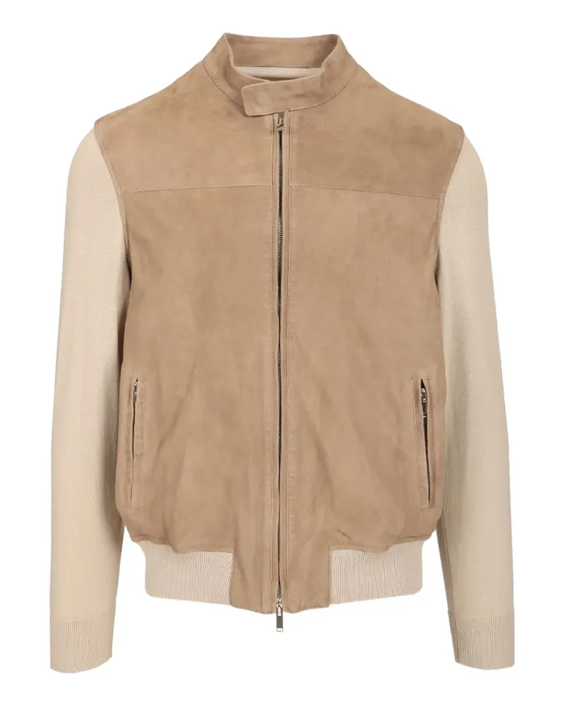 Al Duca D’Aosta 1902 suede knit-sleeve jacket - Nude Nude