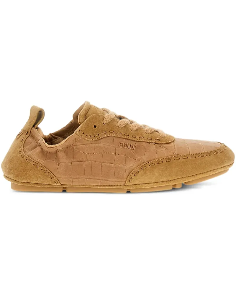 Fendi Fit Sneakers mit Kroko-Optik - Braun Braun