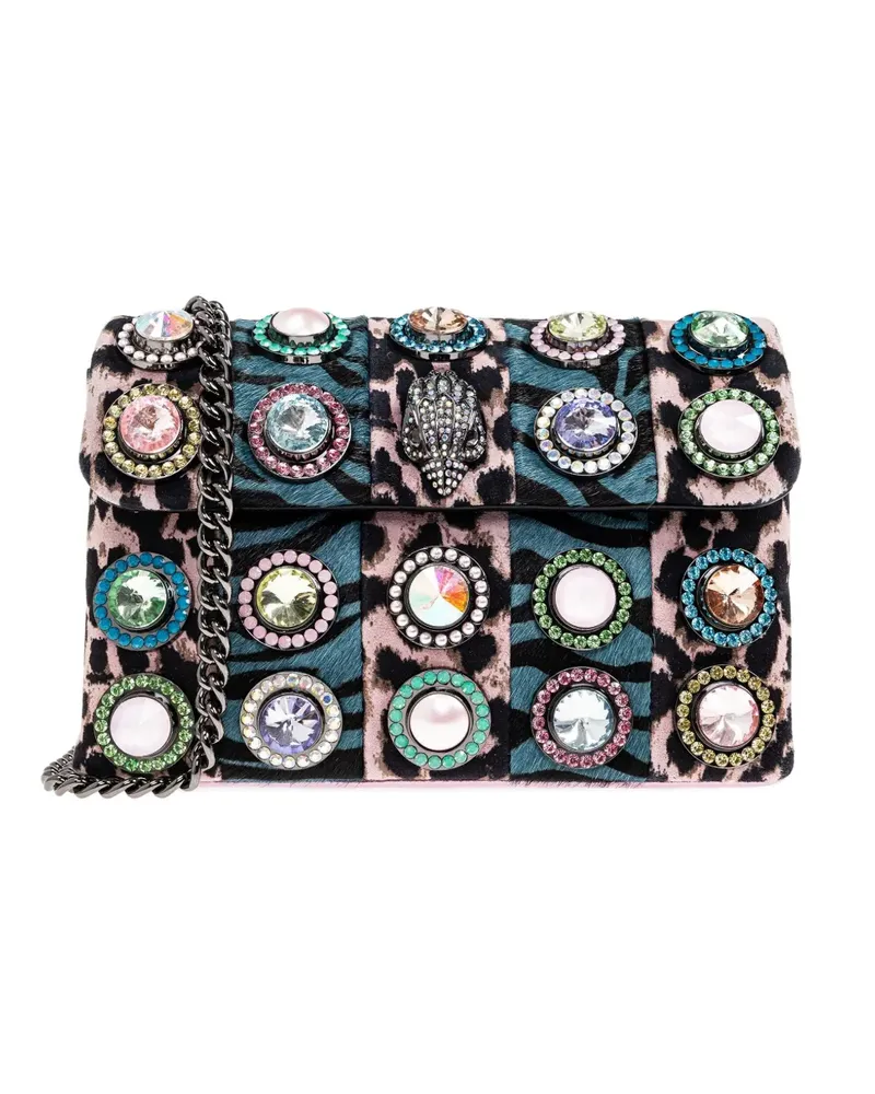 Kurt Geiger Mittelgroße Kensington Schultertasche mit Leoparden-Print - Blau Blau