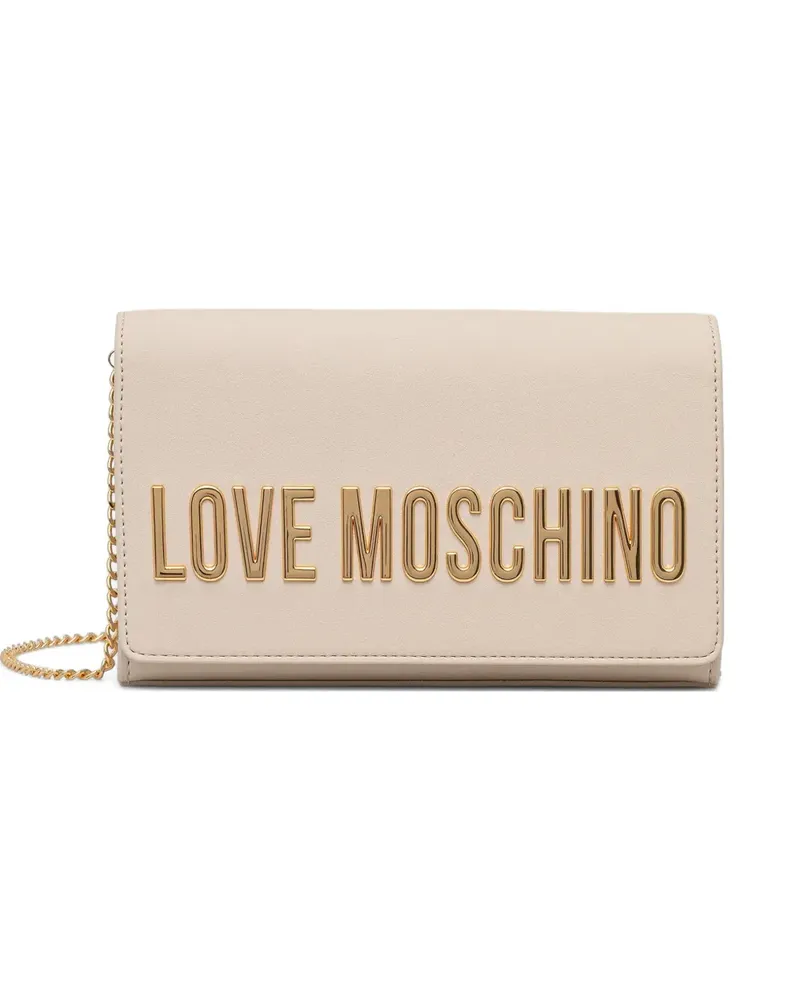 Moschino logo-plaque shoulder bag - Nude Nude