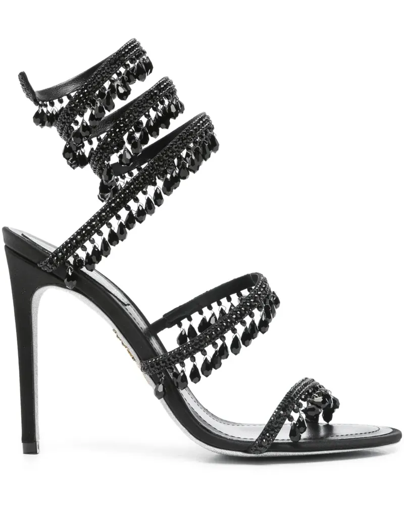 René Caovilla Stiletto-Sandalen mit Perlenverzierung 110mm - Schwarz Schwarz