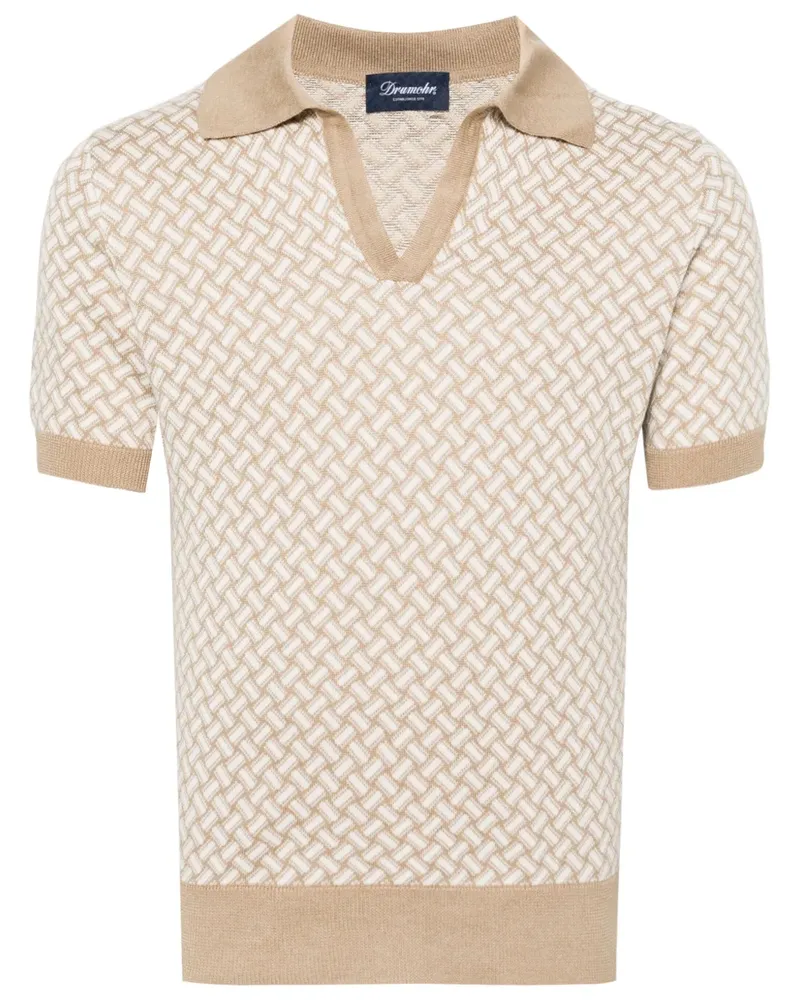 Drumohr  Polo-Pullover in Intarsienstrick - Nude Nude