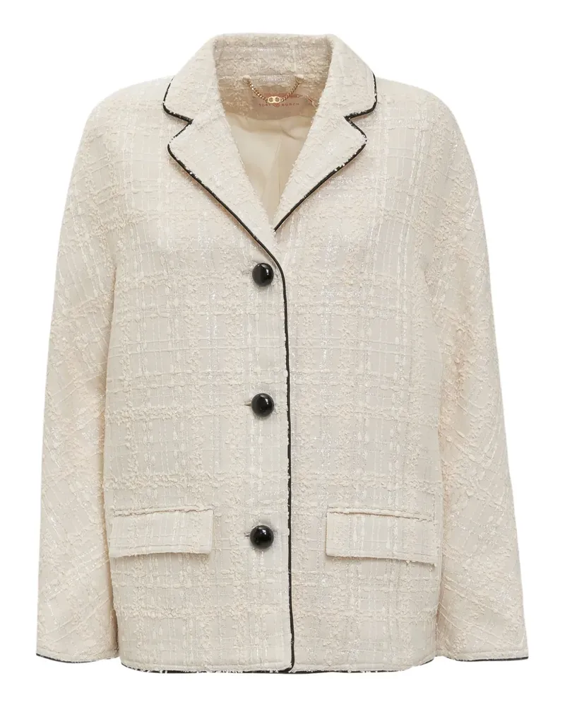 Tory Burch Karierte Tweed-Jacke - Nude Nude