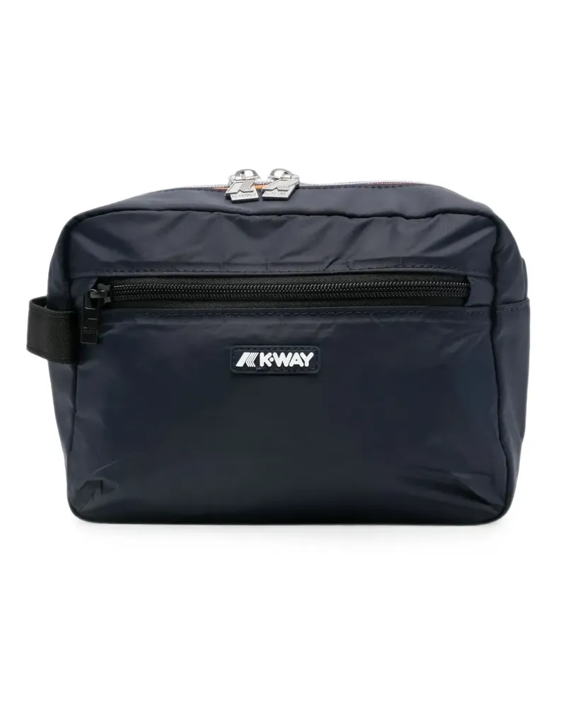 K-Way Demu logo-patch wash bag - Blau Blau