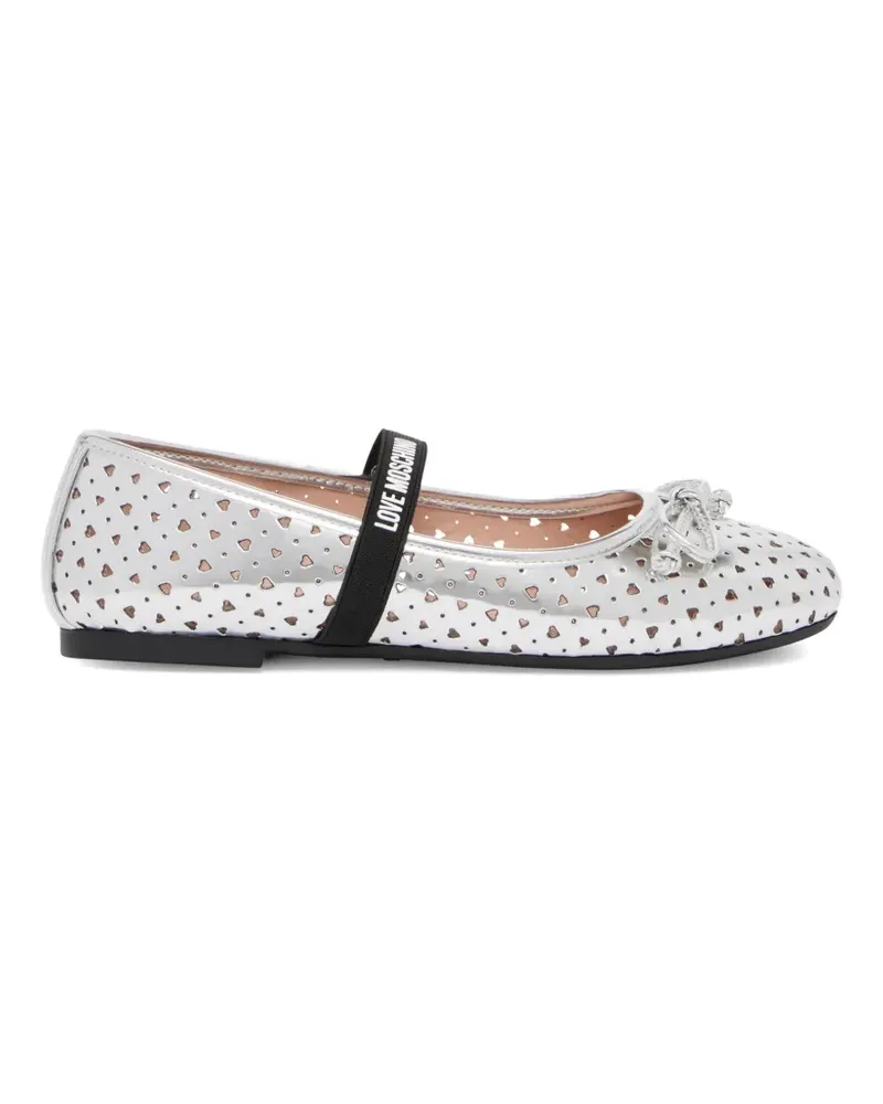 Moschino heart cut-out bow ballet flats - Silber Silber