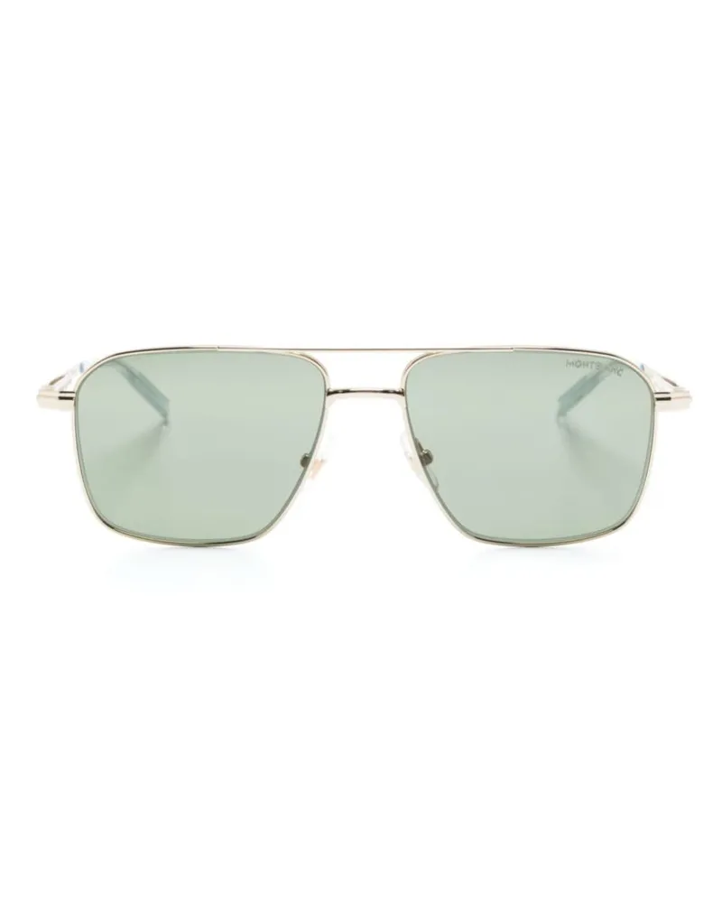 Montblanc Eckige Sonnenbrille mit Logo-Schild - Gold Gold
