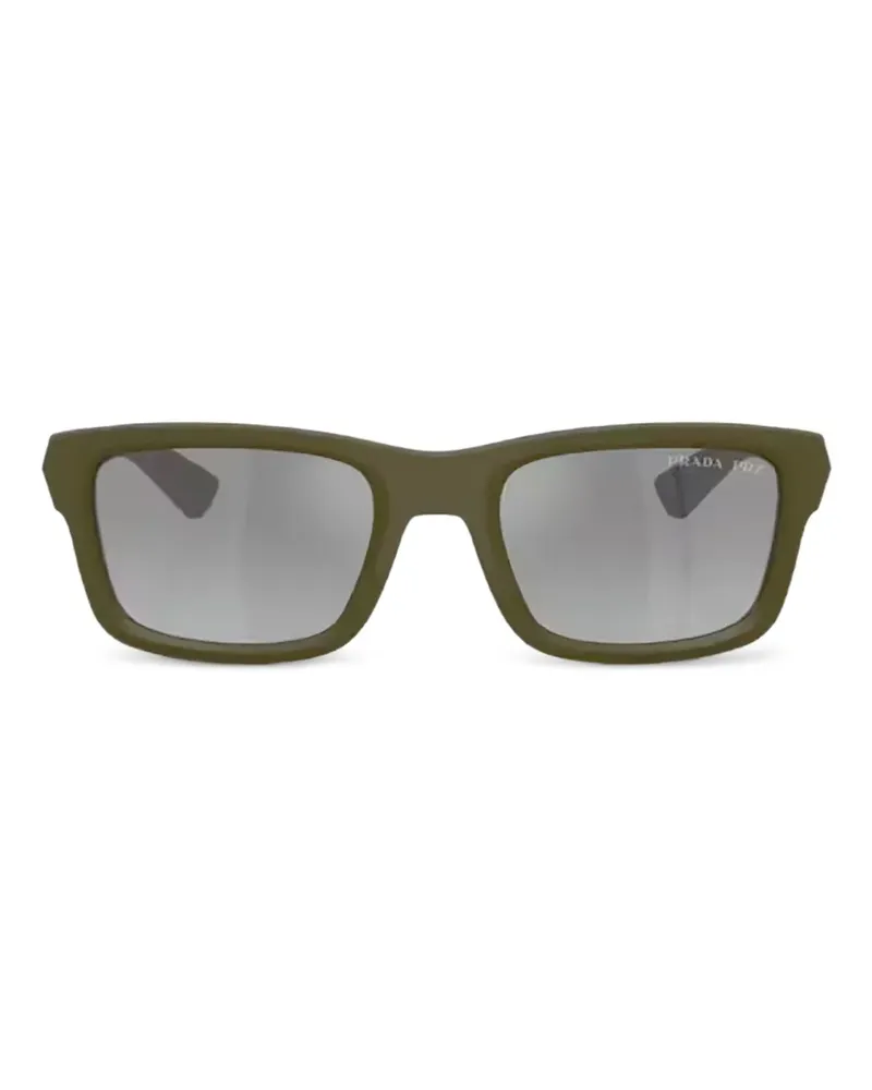 Prada Eckige Sonnenbrille mit Logo-Schild - Grün Grün