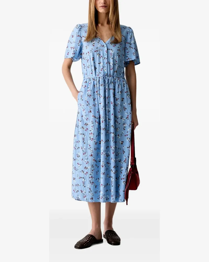 Marc O'Polo floral-print tie-waist midi dress - Blau Blau