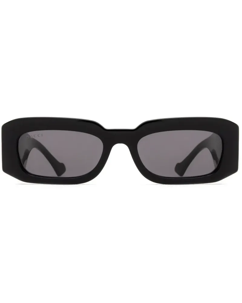 Gucci Eckige Sonnenbrille mit Logo-Gravur - Schwarz Schwarz