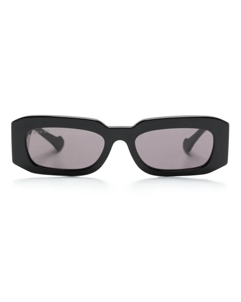 Gucci Eckige Sonnenbrille mit Logo-Gravur - Schwarz Schwarz