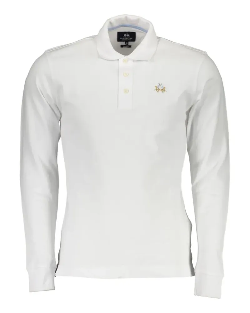 La Martina embroidered long-sleeve polo shirt - Weiß Weiß