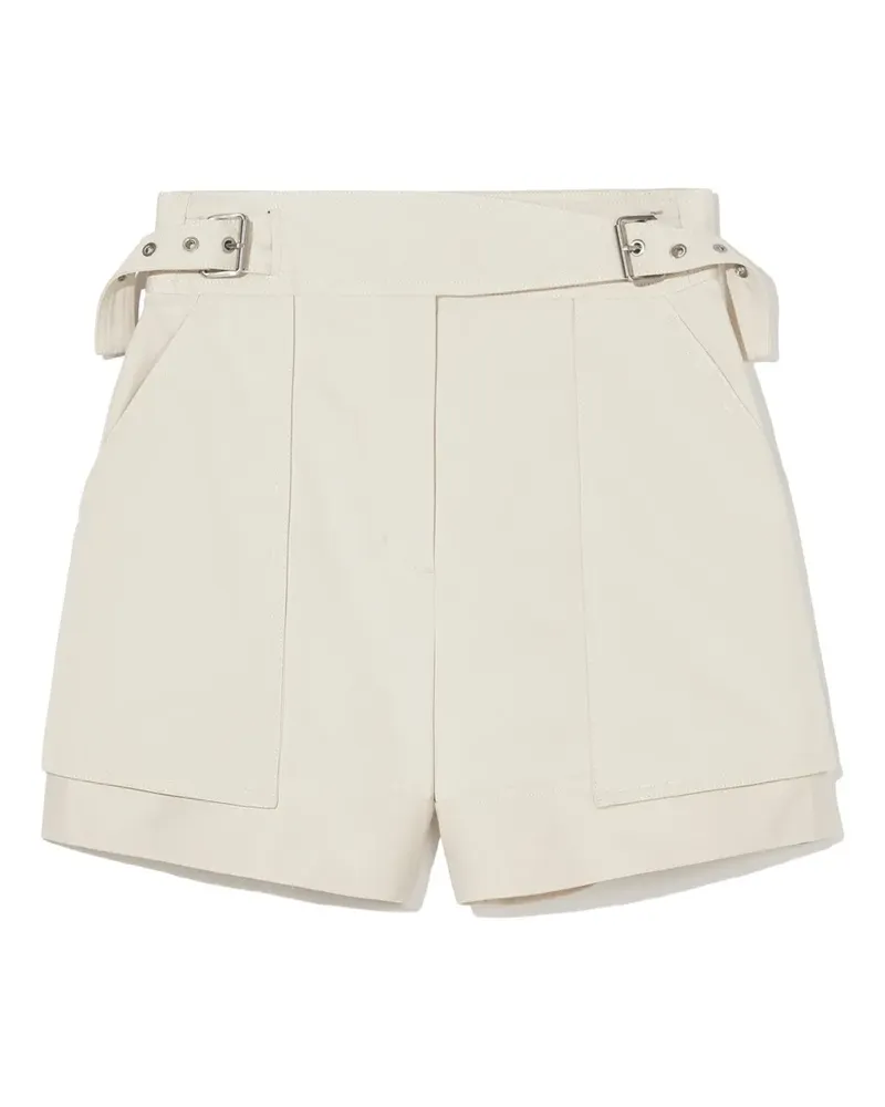 3.1 phillip lim buckled-waistband cotton shorts - Nude Nude