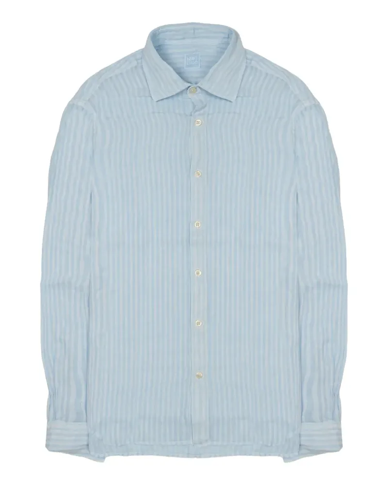 120% Lino vertical-stripe linen shirt - Blau Blau