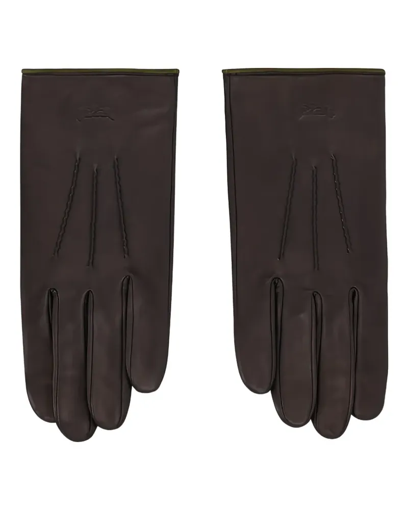 Longchamp topstitch gloves - Braun Braun