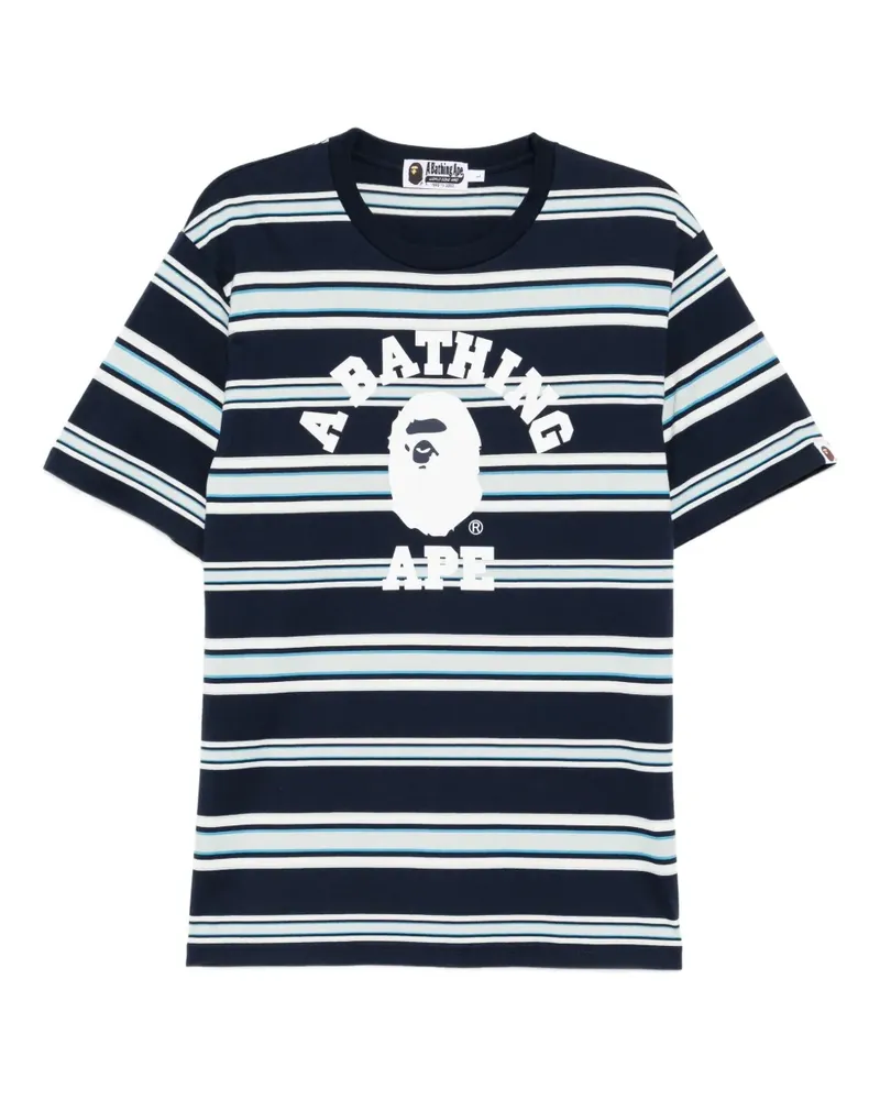 BAPE Gestreiftes T-Shirt - Blau Blau