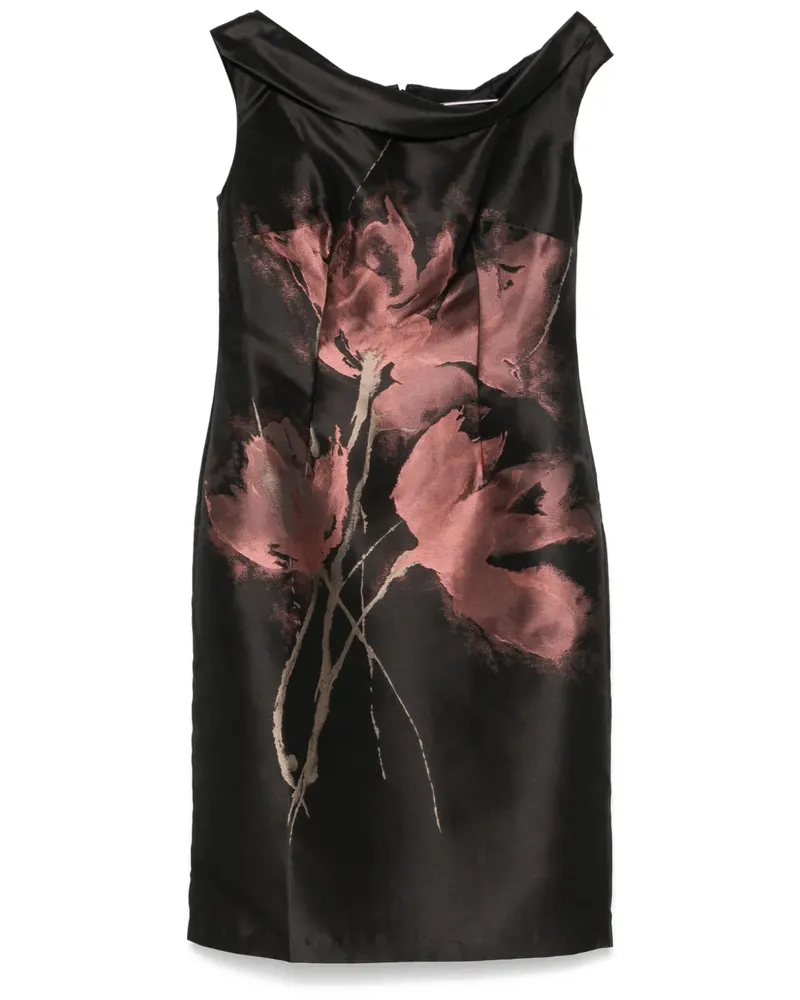 Talbot Runhof Midikleid mit Blumenmuster - Schwarz Schwarz