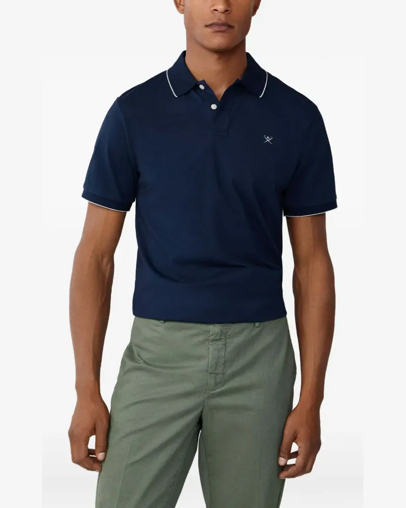 Hackett Poloshirt mit Kontrasträndern - Blau Blau