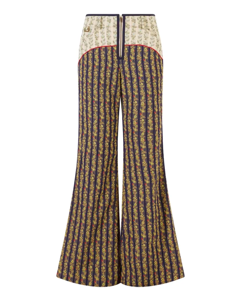 Rosie Assoulin floral-print flared trousers - Blau Blau