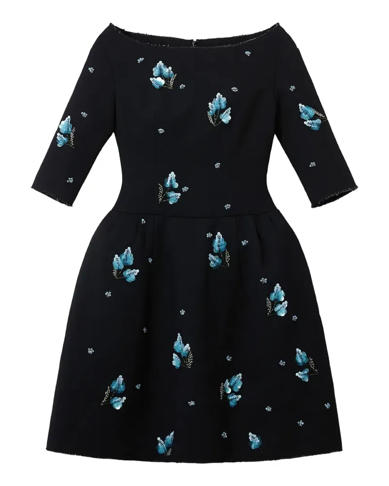 SHUSHU/TONG Kleid mit Blumenapplikation - Schwarz Schwarz