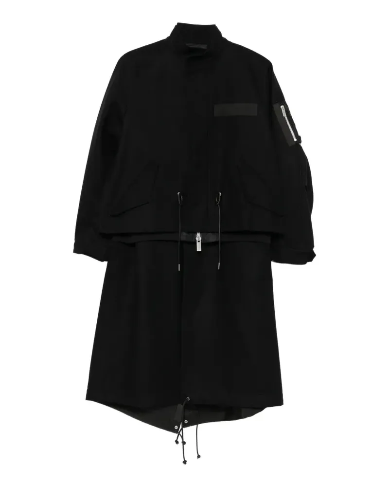 Sacai Mantel im Layering-Design - Schwarz Schwarz