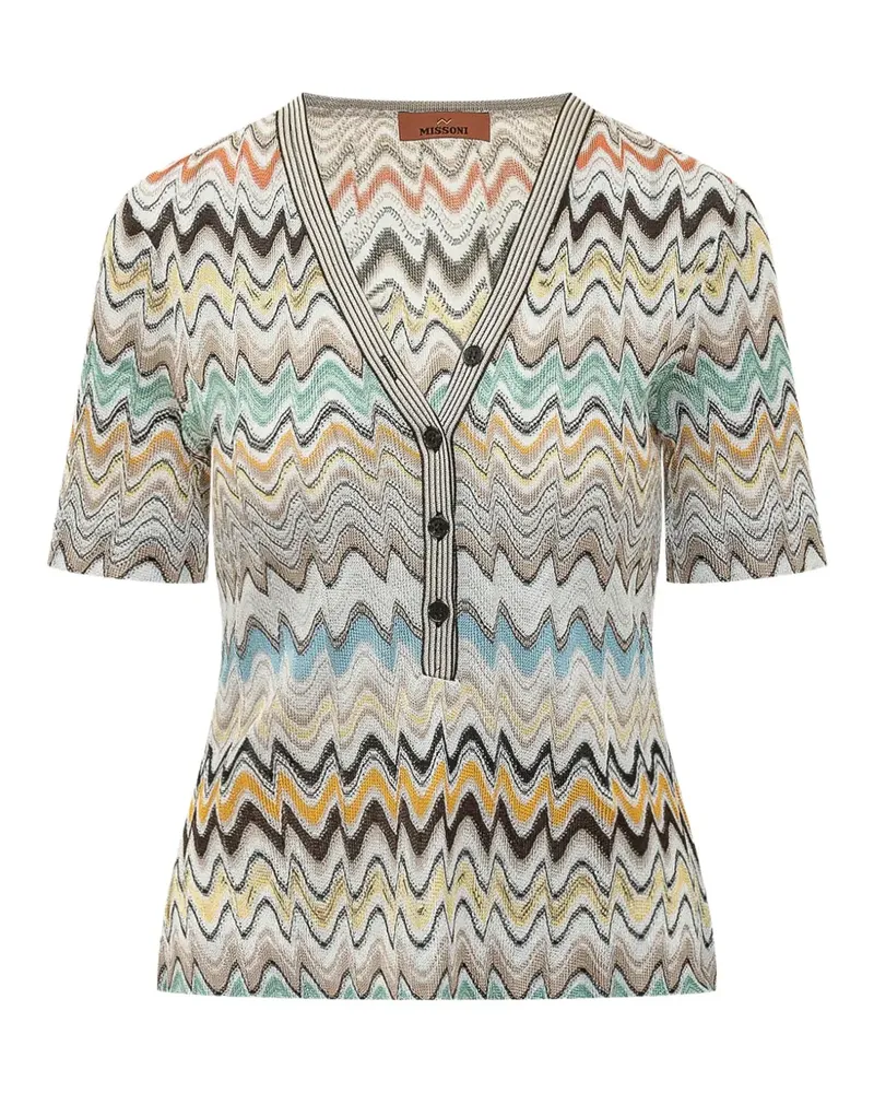Missoni zigzag V-neck knitted top - Nude Nude