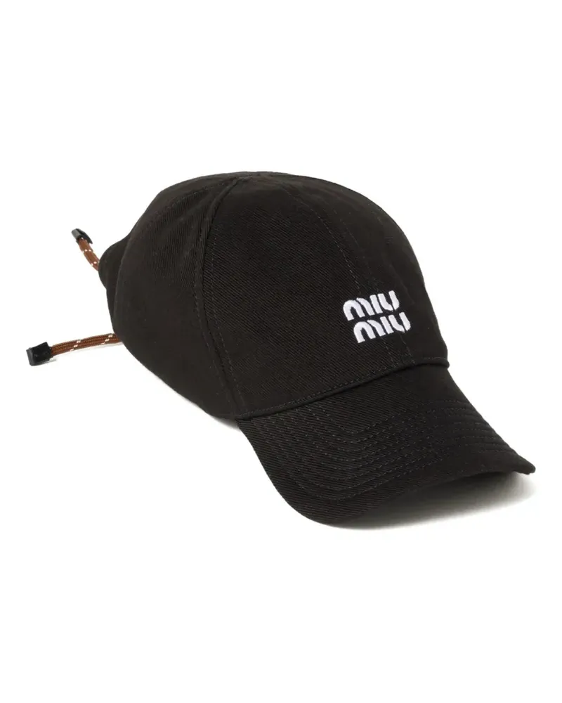 Miu Miu Baseballkappe mit Logostickerei und Kordelzug - Schwarz Schwarz