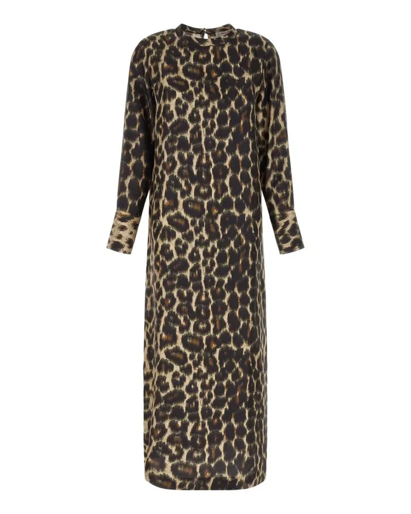 Alberto Biani Seidenkleid mit Tiere-Print - Braun Braun