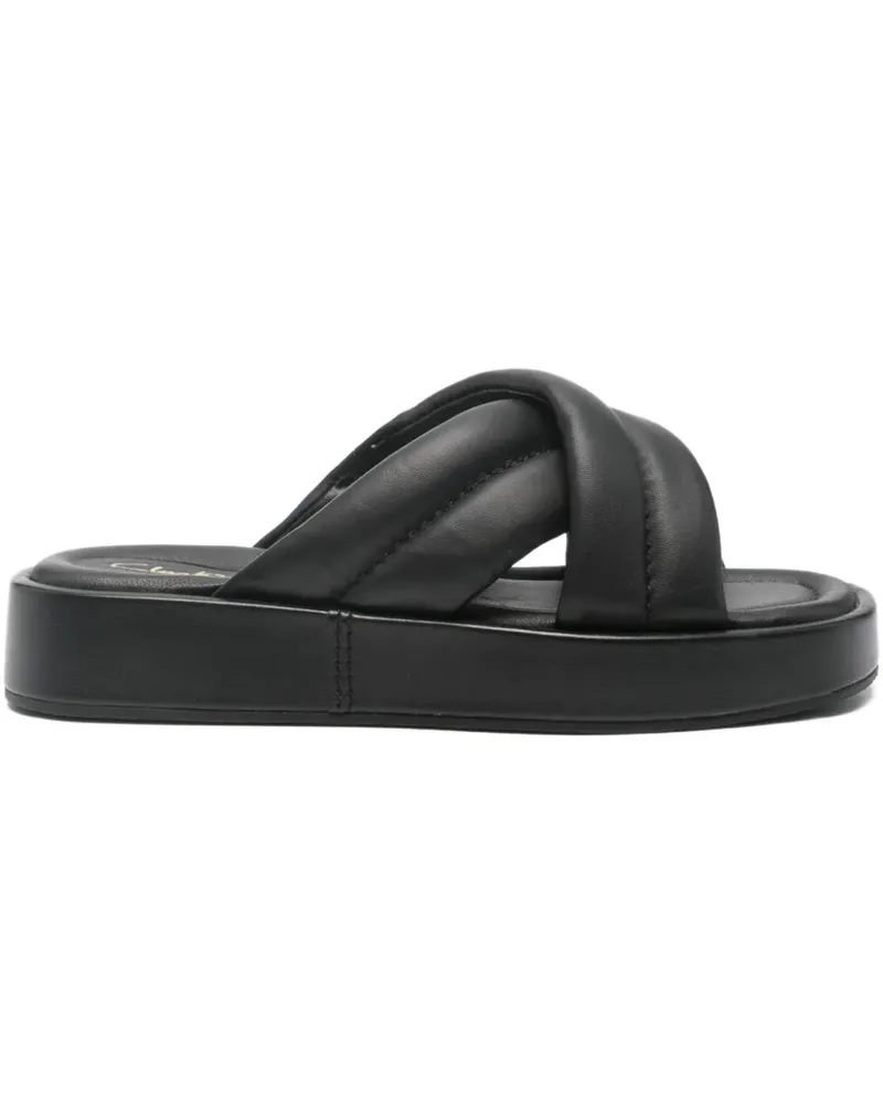 Clarks Gesteppte Alda Sandalen mit überkreuzten Riemen 35mm - Schwarz Schwarz