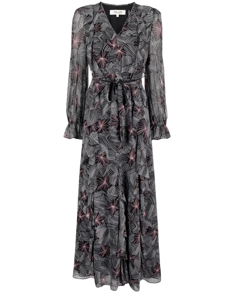 Diane von Furstenberg Midikleid mit geometrischem Print - Schwarz Schwarz