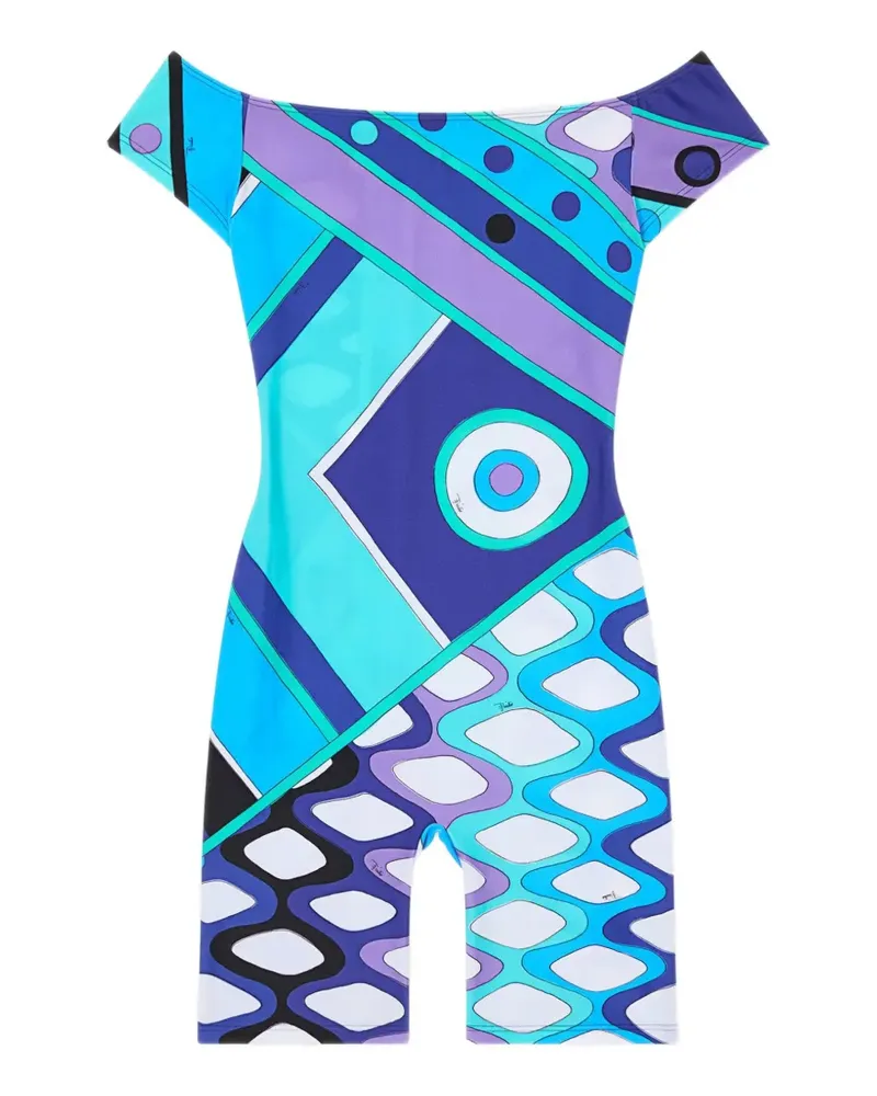 Emilio Pucci Schulterfreier Vivara Playsuit mit Iride-Print - Blau Blau