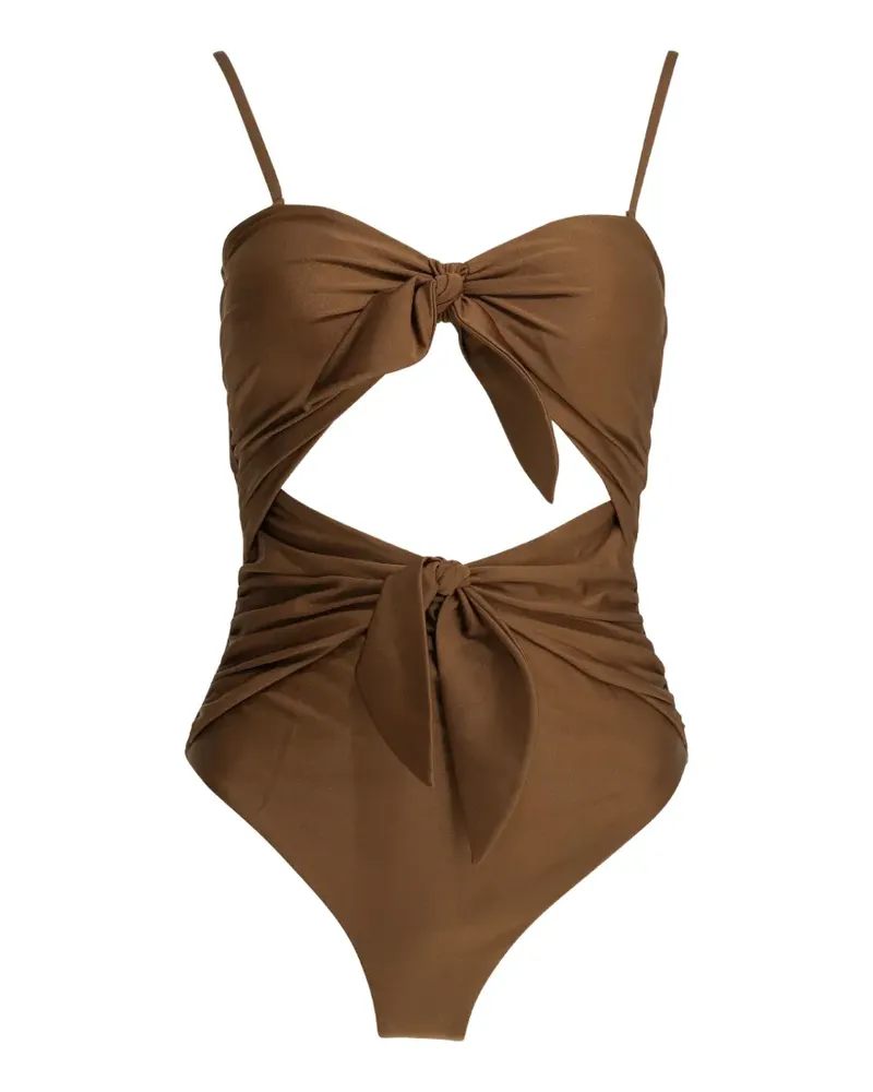 Zimmermann cut-out bow-detail swimsuit - Braun Braun