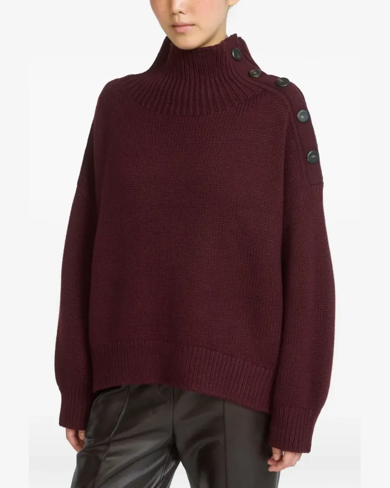 Yves Salomon V-Ausschnitt-Pullover mit Knopfdetail - Rot Rot