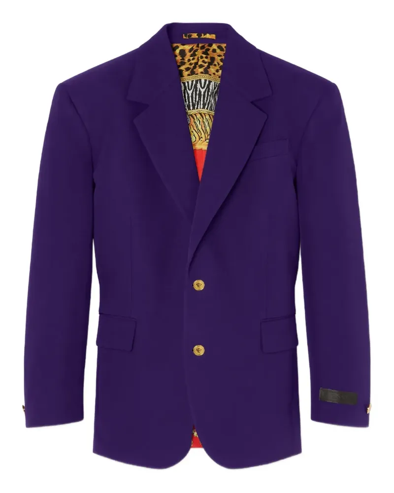 Versace gold-button animal-print lining jacket - Violett Violett