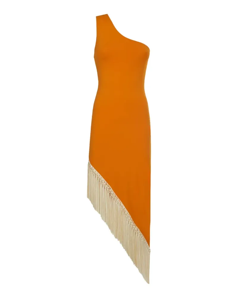 Taller Marmo Yacare fringe-trimmed asymmetric dress - Orange Orange
